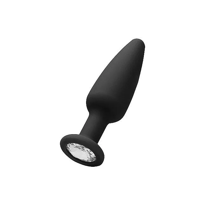 Анальная пробка с прозрачным кристаллом Cone-Shaped Diamond, чёрная