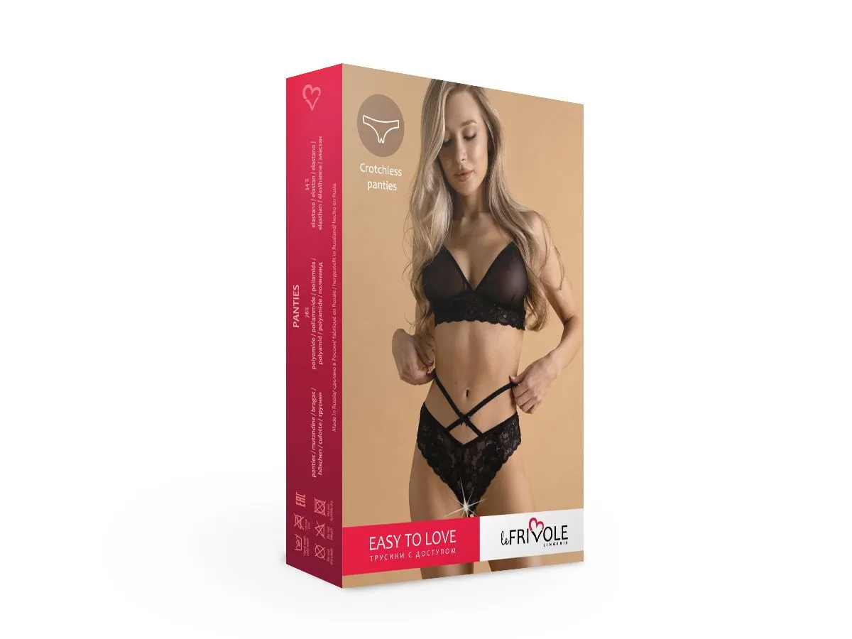 Эротическое романтичные кружевные трусики с доступом и стрепами easy to love в Воронеже