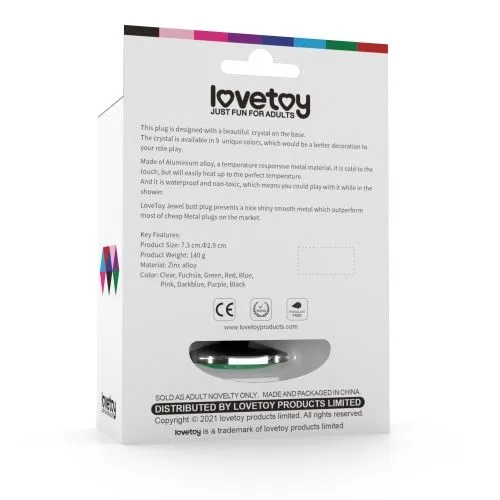 анальная пробка lovetoy малая, с зеленым камнем в Воронеже