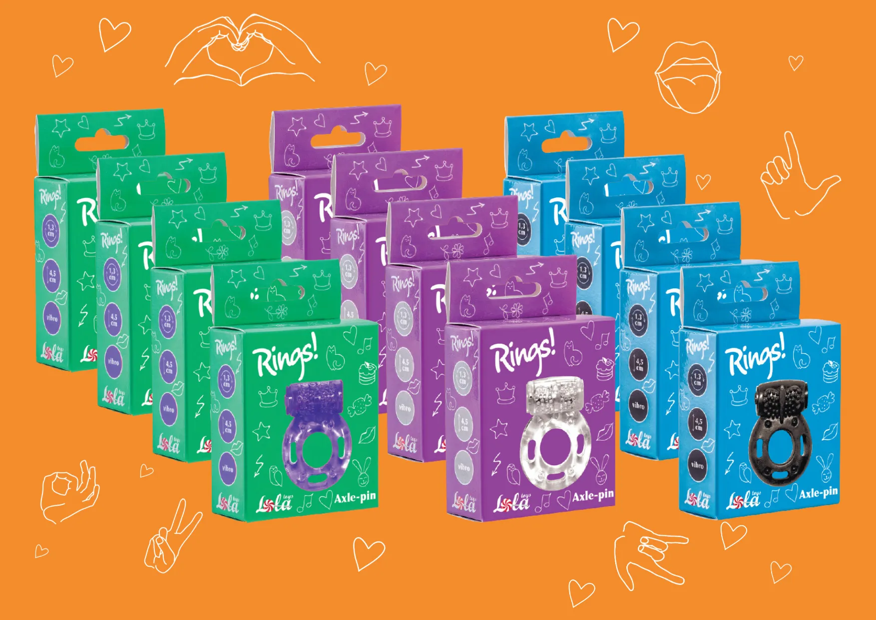 шоубокс эрекционных колец rings axle-pin 12 шт 0122-00lola в Воронеже