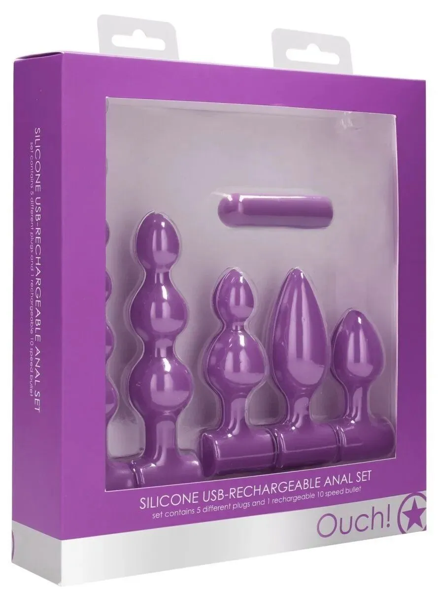 Набор анальных стимуляторов Shots Media USB-Rechargeable Anal Set, фиолетовый