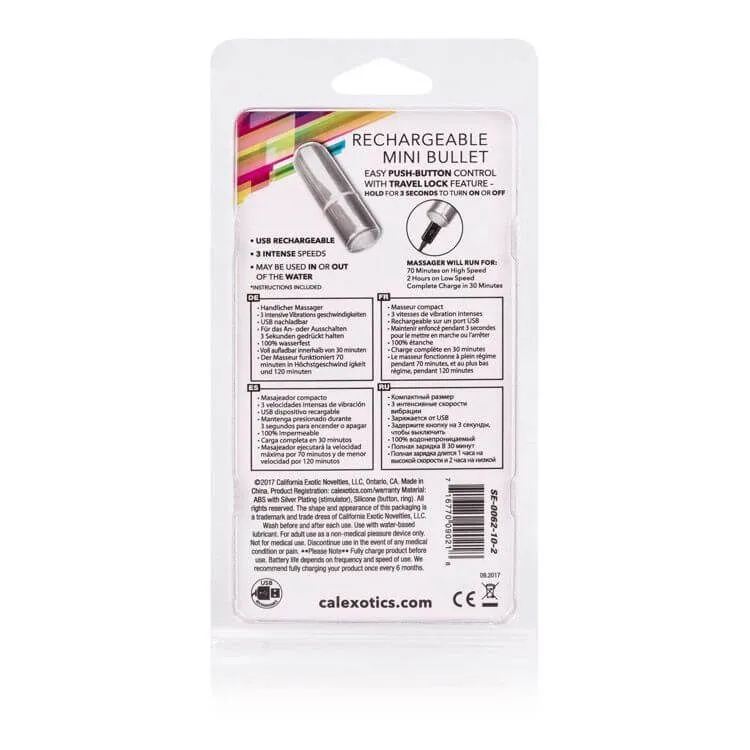 вибропуля california exotic novelties rechargeable mini bullet, серебристая в Воронеже