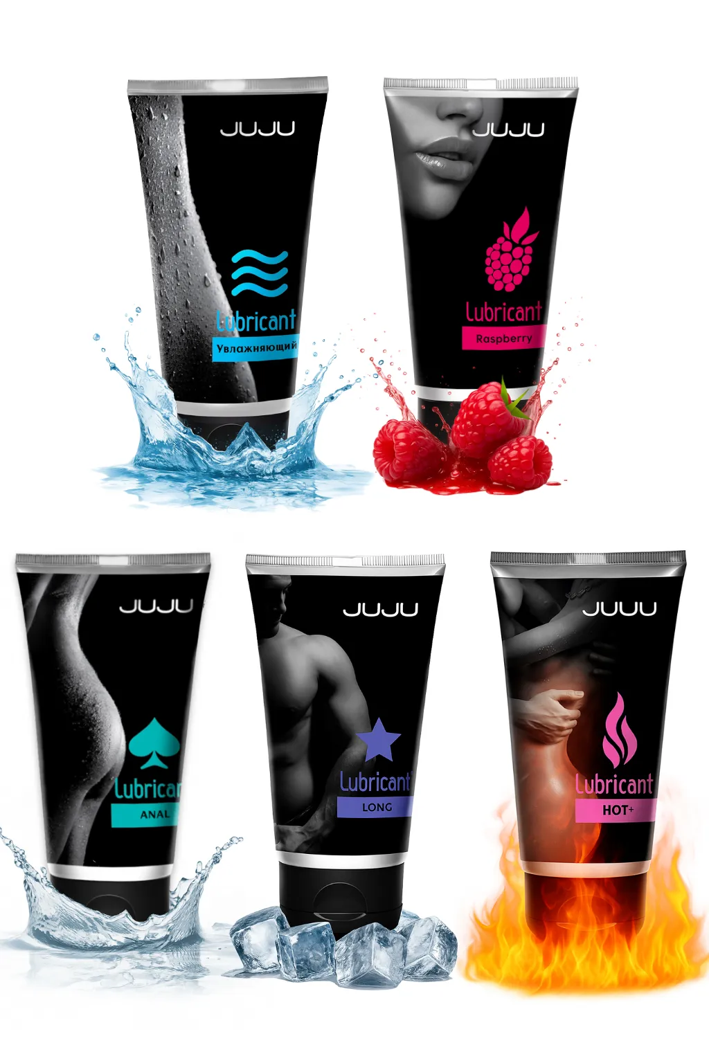 сет лубрикантов juju: увлажняющий, hot+, long, anal, малина, 5х50ml 813ju в Воронеже