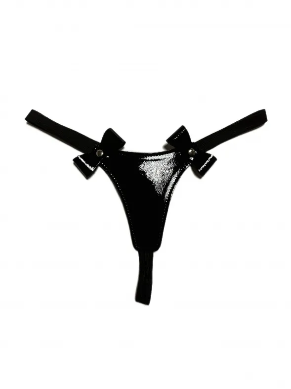 стринги из эко-кожи лаковые с бантиками 50006ars в Воронеже