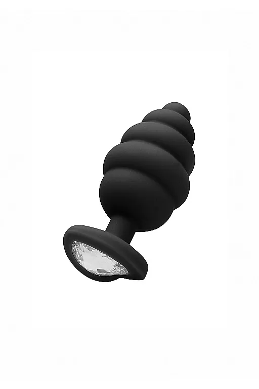 Анальная пробка Regular Ribbed Diamond Heart Plug