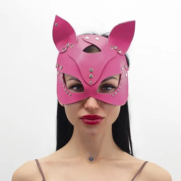 маска кошки со стразами pinkrabbit, розовая в Воронеже