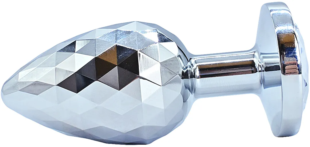 алюминивая текстурная анальная пробка с прозрачным кристаллом medium в Воронеже