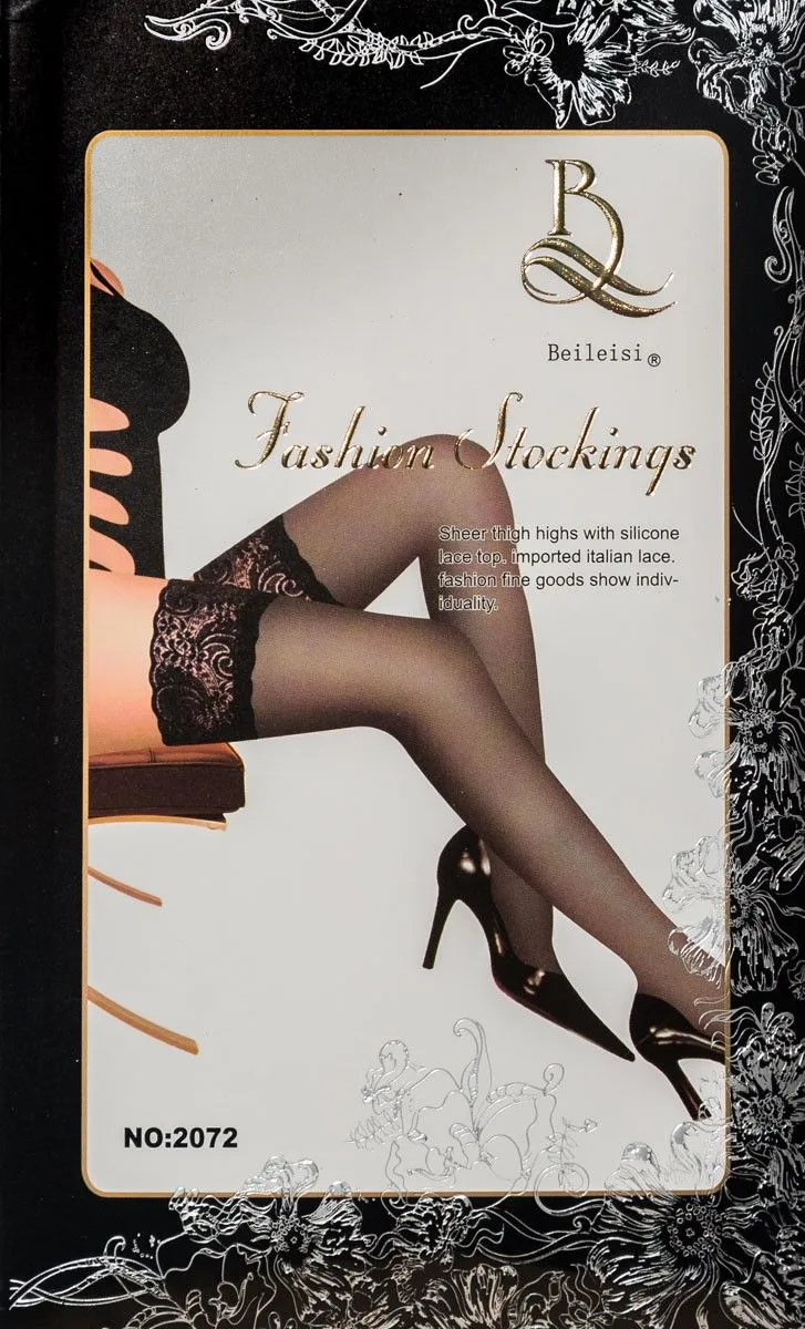 Чулки с ажурной резинкой на силиконе