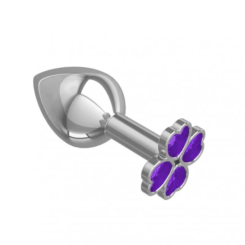 анальная втулка silver средняя c фиолетовым кристаллом "клевер" в Воронеже