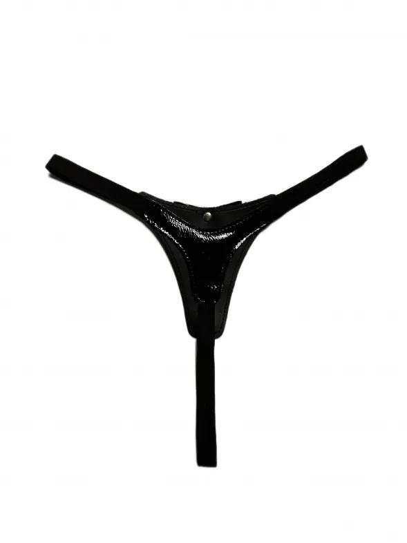 стринги из эко-кожи лаковые черные 50005ars в Воронеже