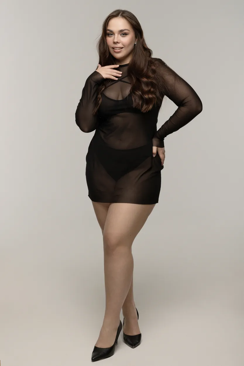 Эротическое платье pinkrabbit из эластичной сетки, чёрное в Воронеже