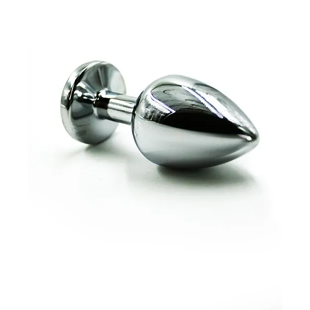 серебристая анальная пробка с прозрачным кристаллом (small) в Воронеже