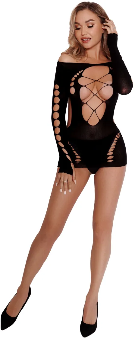 Эротическое соблазнительное мини платье со шнуровкой на груди (чёрное) в Воронеже