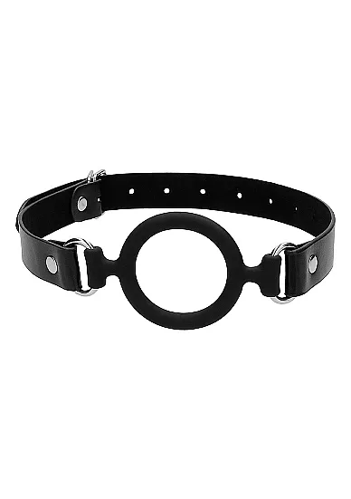 кляп-кольцо с кожанными ремешками  silicone ring gag - with leather straps в Воронеже