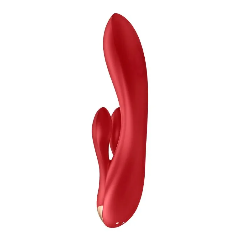 вибратор-кролик satisfyer double flex с двумя клиторальными отростками (красный) в Воронеже