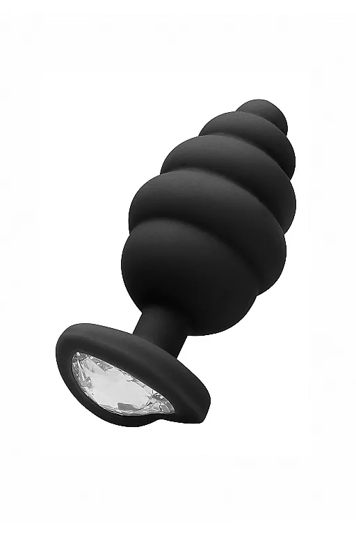Анальная пробка Extra Large Ribbed Diamond Heart Plug
