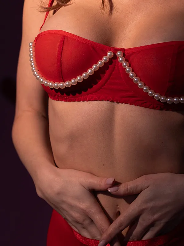 Эротическое бюстгалтер lapin rose pearl, красный в Воронеже
