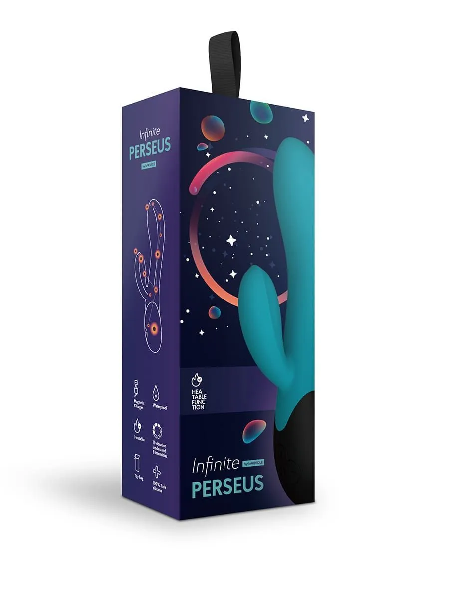 нагреваемый вибратор с клиторальным отростком perseus, голубой в Воронеже