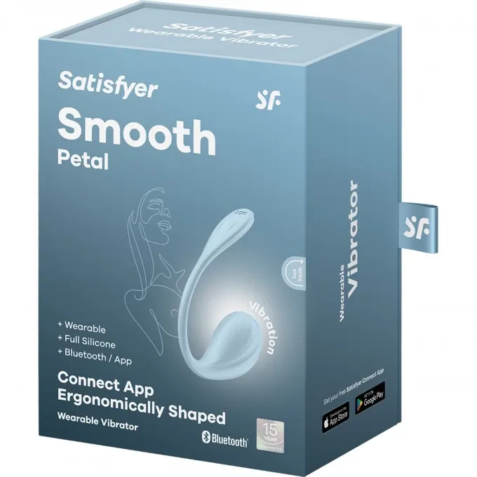 виброяйцо satisfyer smooth petal connect app, голубое, 6,5 см в Воронеже