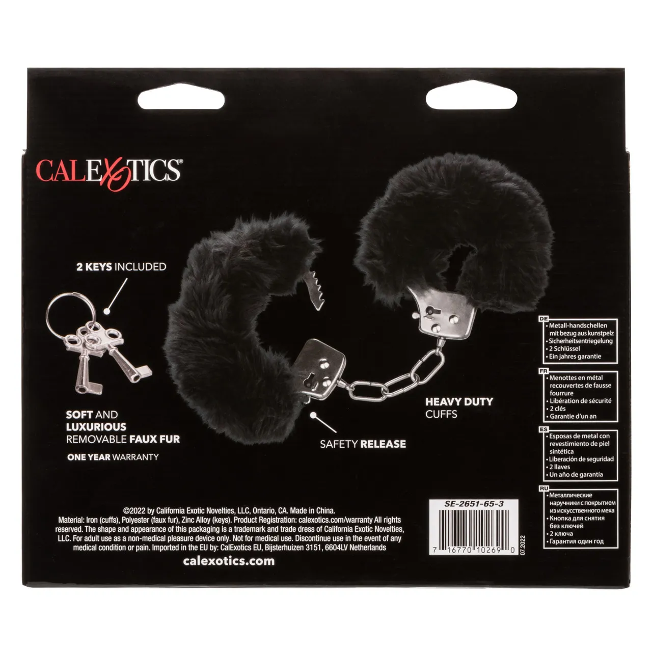металлические наручники с искусственным мехом ultra fluffy furry cuffs-black в Воронеже