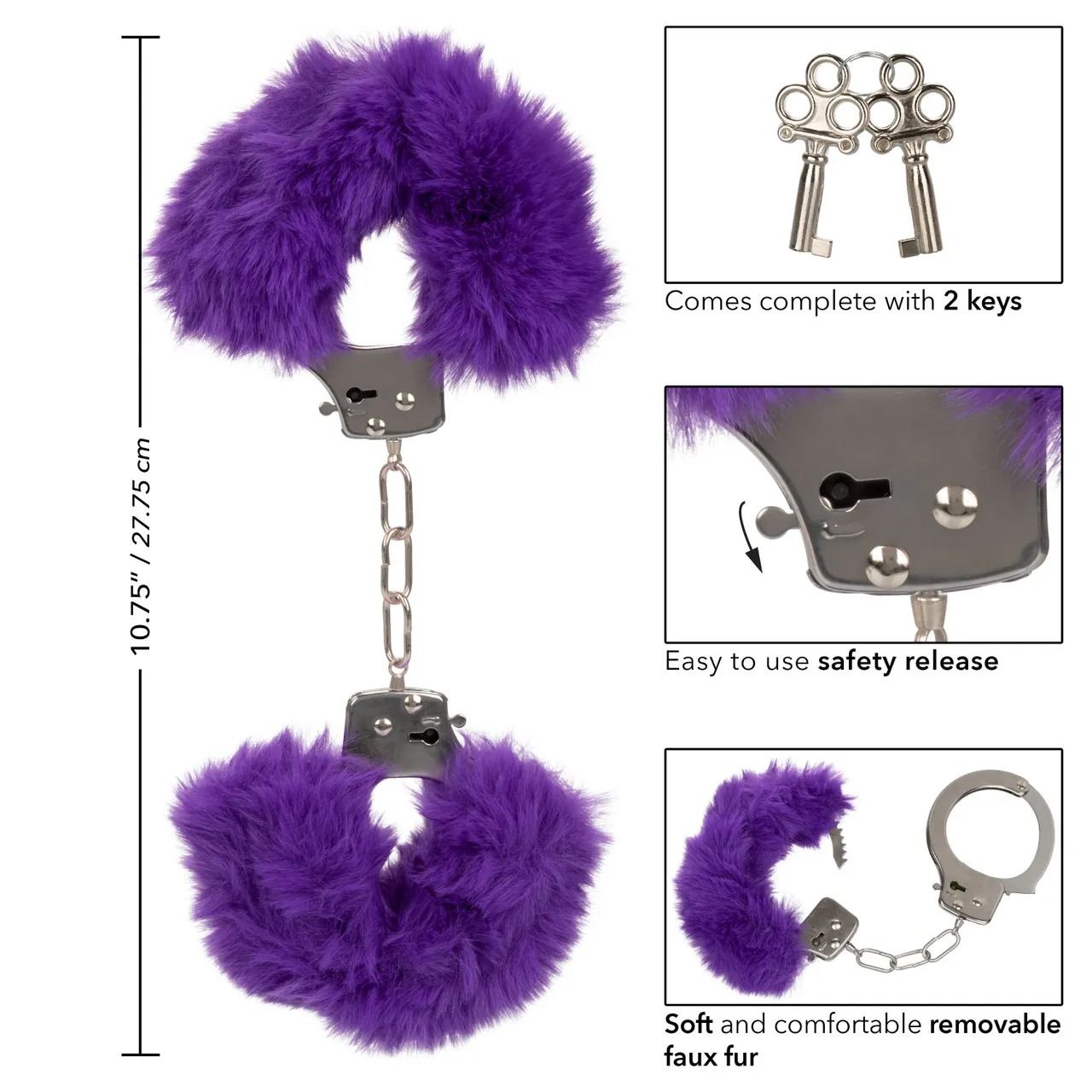 металлические наручники с искусственным мехом ultra fluffy furry cuffs-purpl в Воронеже