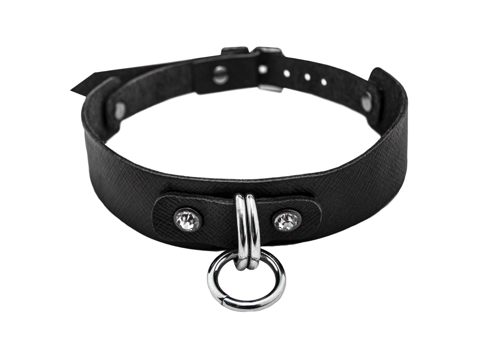 Чокер с кольцом, чёрный