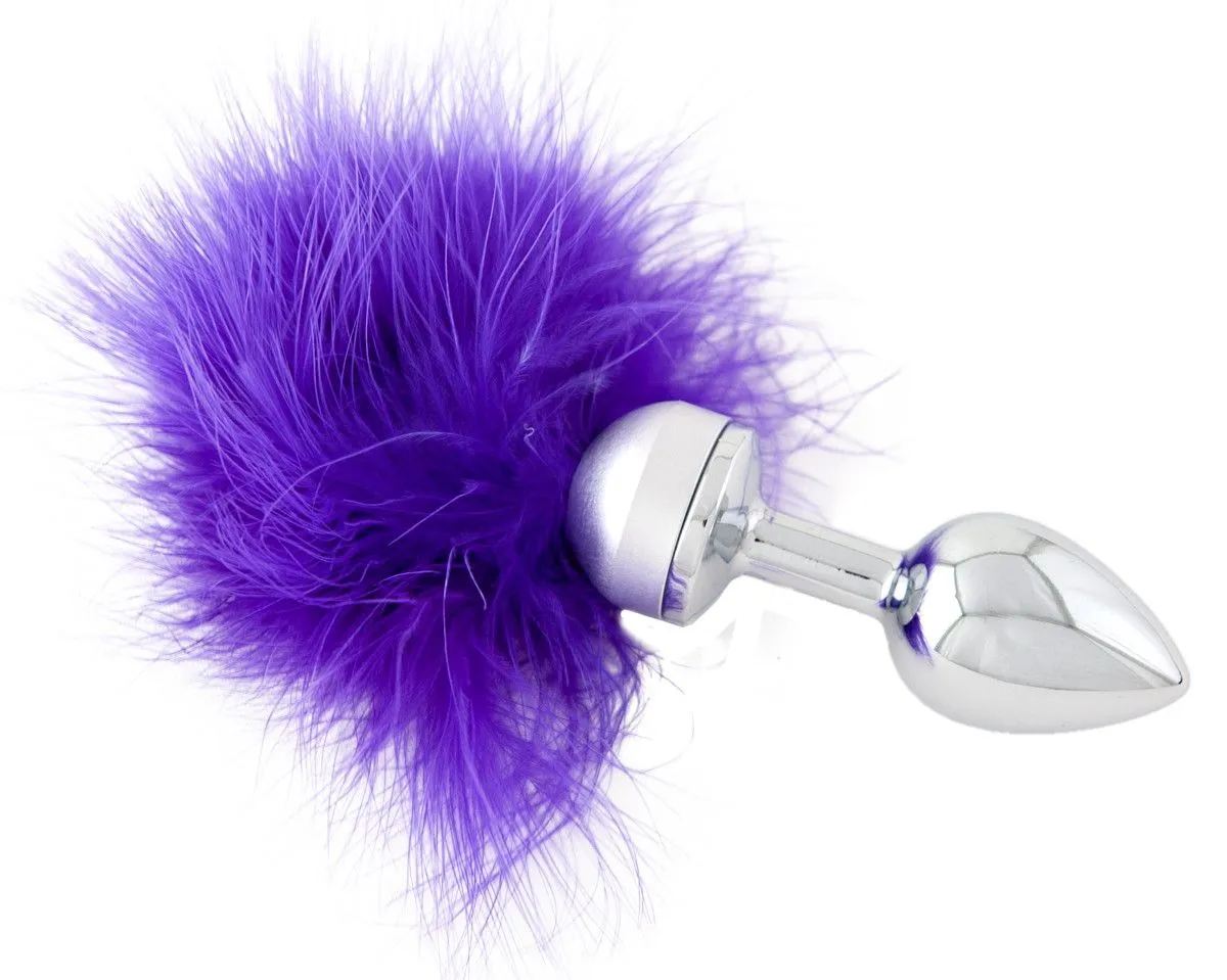 анальная втулка metal by toyfa, металл, серебряная, с фиолетовой опушкой, 17 см, ø 2,9 см, 165 г в Воронеже