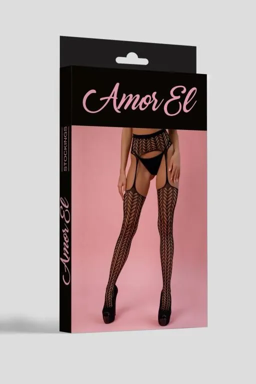 Эротическое колготки (имитация чулок с поясом) amor el (s/l) cordova, черные в Воронеже