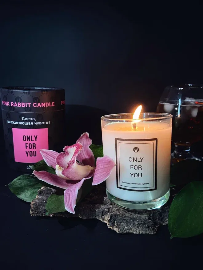 Свеча PinkRabbit в стакане Only For You