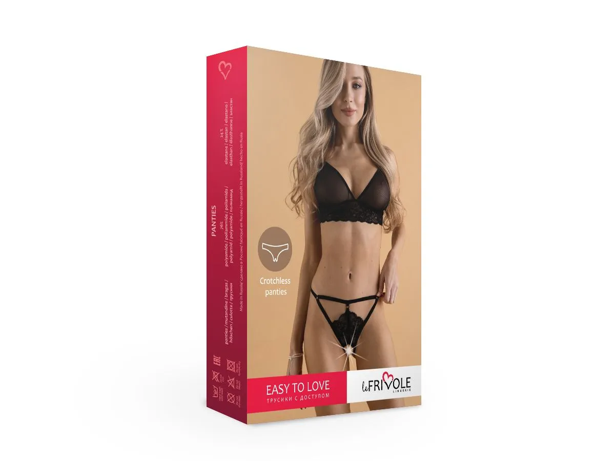 Эротическое чарующие трусики с доступом из кружева и стреп-лент easy to love в Воронеже