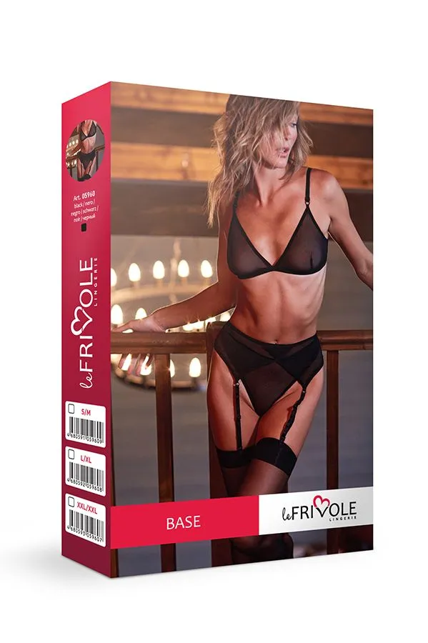 Эротическое базовый комплект из бюстгальтера, стрингов и пояса для чулок base в Воронеже