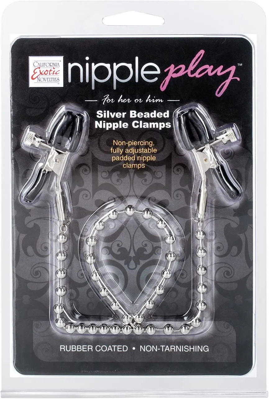 зажимы-прищепки для сосков с цепочкой silver beaded nipple clamps в Воронеже