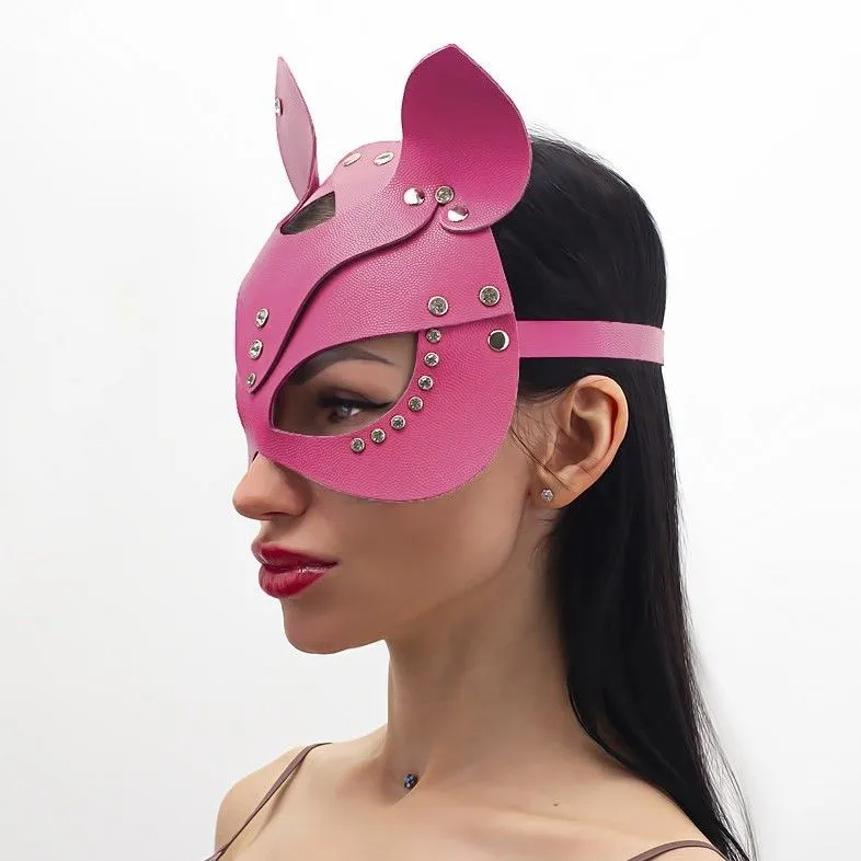 маска кошки со стразами pinkrabbit, розовая в Воронеже