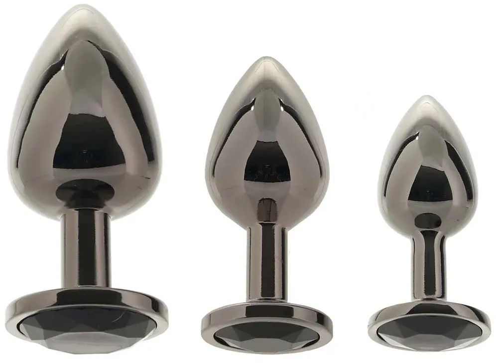 черная алюминивая анальная пробка с кристаллом large в Воронеже