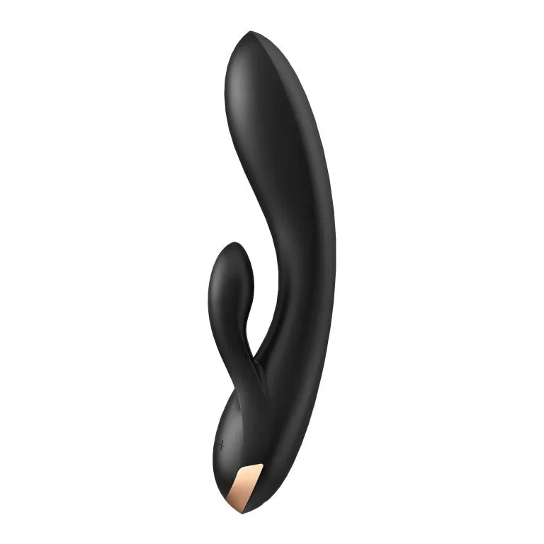 вибратор-кролик satisfyer double flex с двумя клиторальными отростками (черный) в Воронеже