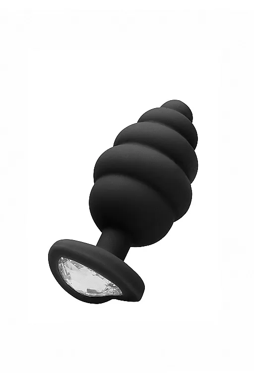 Анальная пробка Large Ribbed Diamond Heart Plug