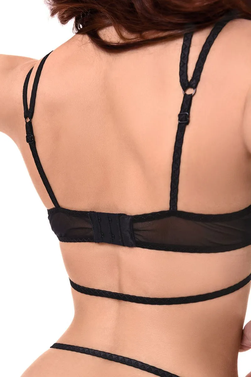 Эротическое боди с кружевом жабо erolanta eva, черное в Воронеже