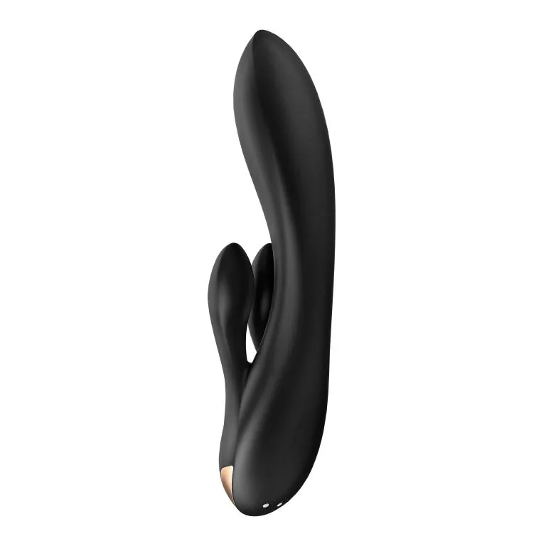 вибратор-кролик satisfyer double flex с двумя клиторальными отростками (черный) в Воронеже