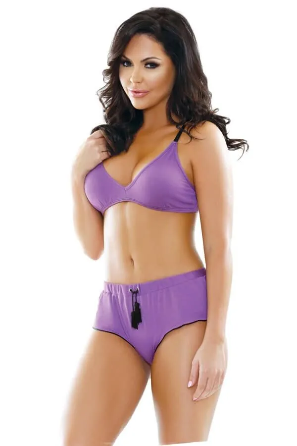 Эротическое комплект белья fantasy lingerie nina bralette & shorts, фиолетовый в Воронеже