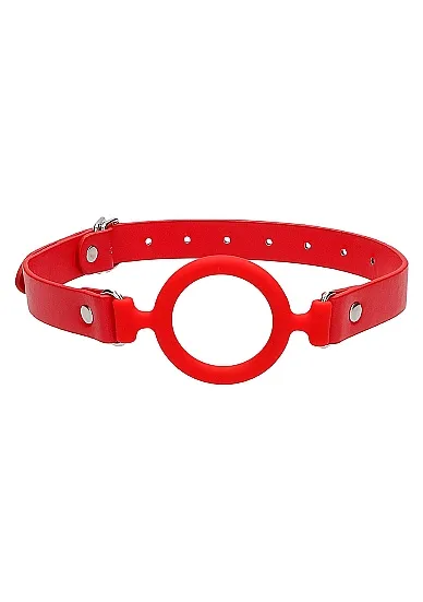 кляп-кольцо с кожанными ремешками  silicone ring gag - with leather straps в Воронеже