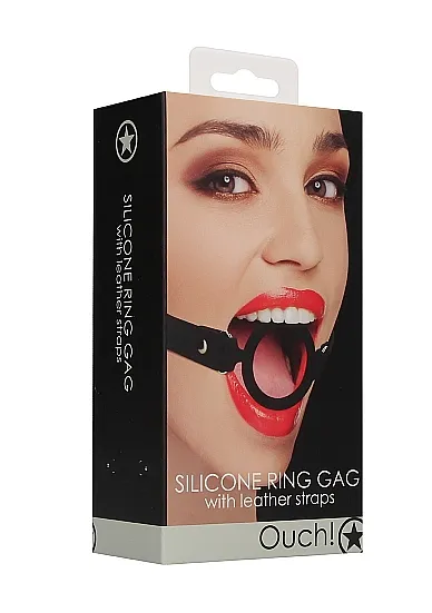 кляп-кольцо с кожанными ремешками  silicone ring gag - with leather straps в Воронеже