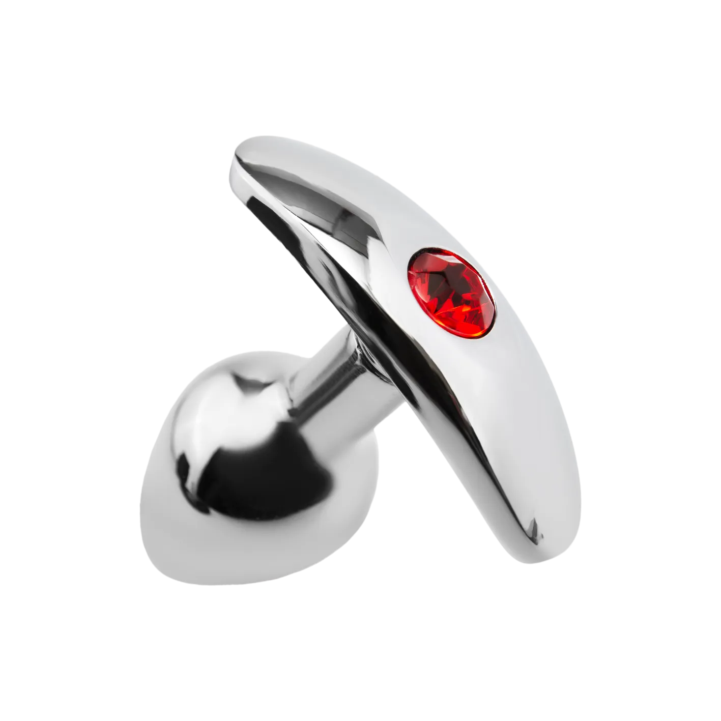 Серебряная анальная пробка для ношения c красным кристаллом Small