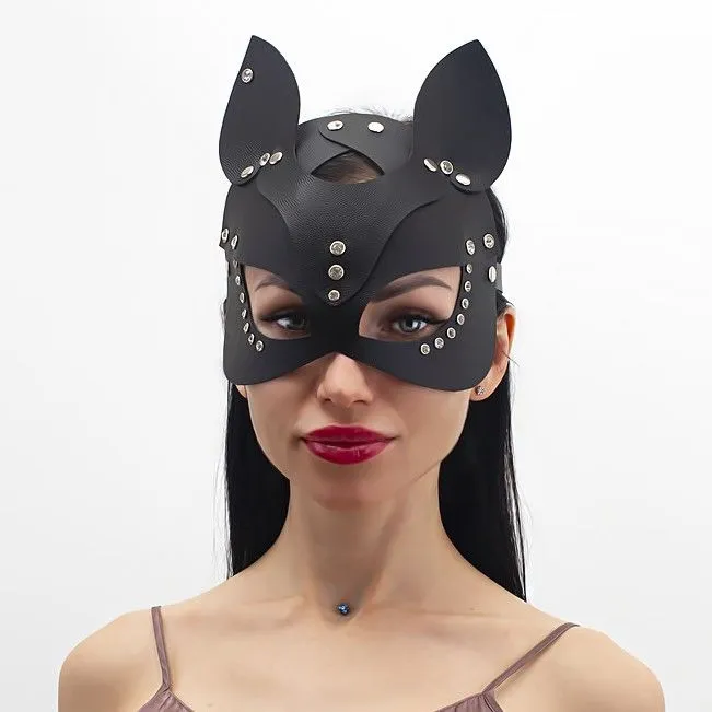 маска кошки со стразами pinkrabbit , чёрная в Воронеже