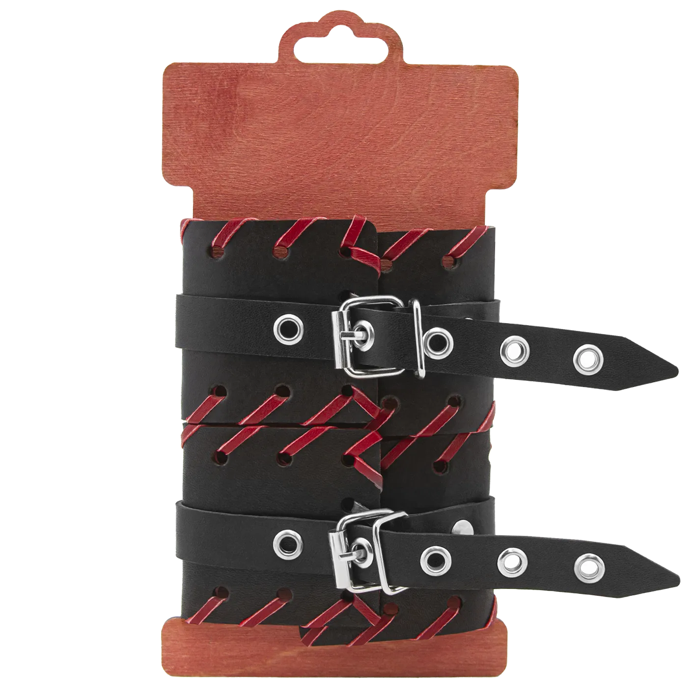 оковы кожаные pinkrabbit с красной окантовкой, черные в Воронеже