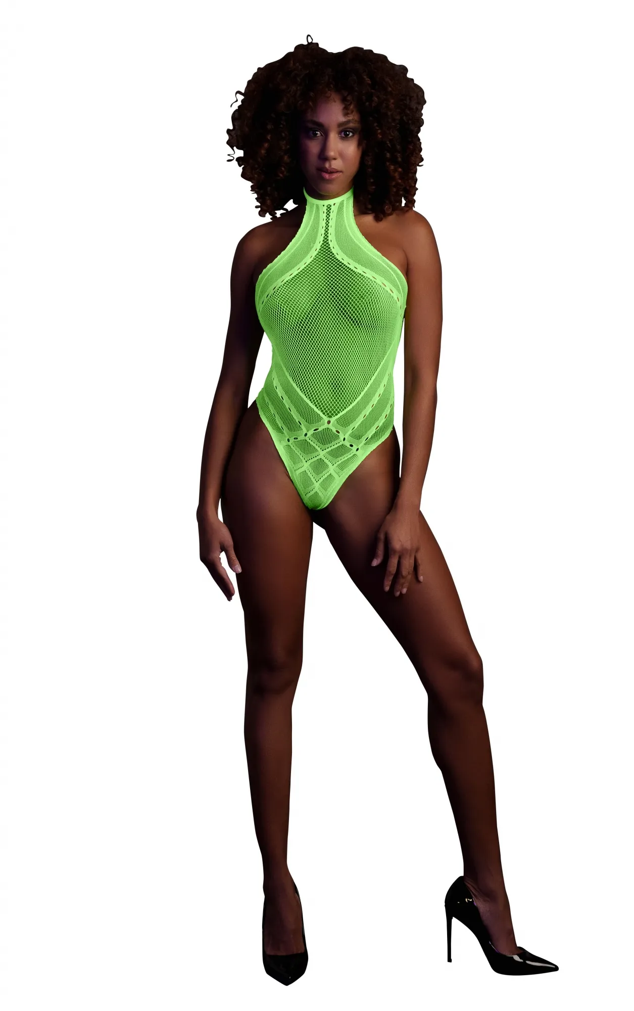 Эротическое боди with halter neck - neon green - xs/xl в Воронеже