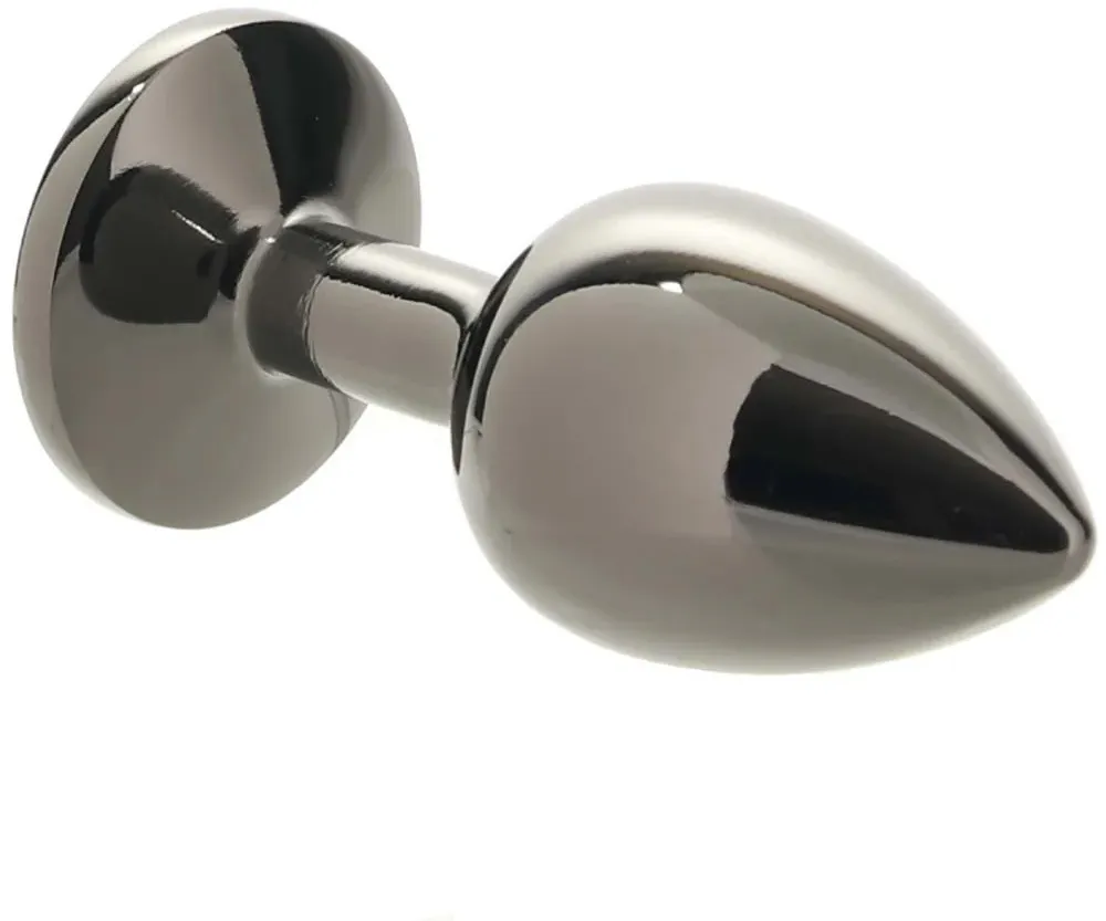 черная алюминивая анальная пробка с кристаллом large в Воронеже