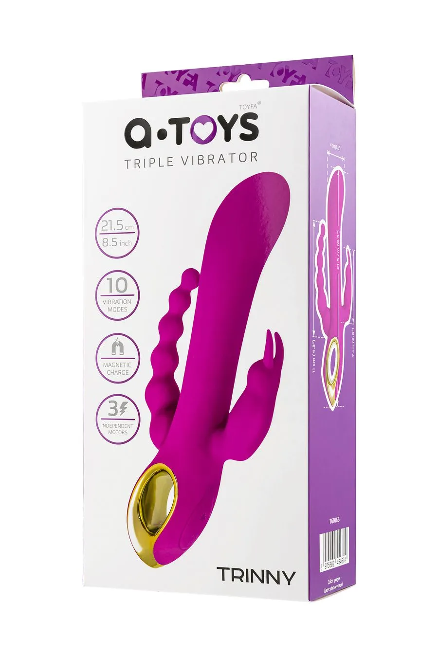тройной вибратор a-toys by toyfa trinny, силикон, фиолетовый, 21,5 см в Воронеже