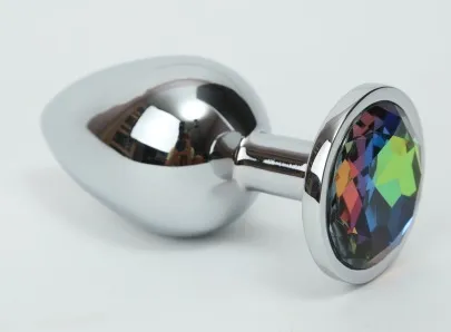 анальная пробка серебро с радужным стразом 3,4х8,2  47112-1мм в Воронеже