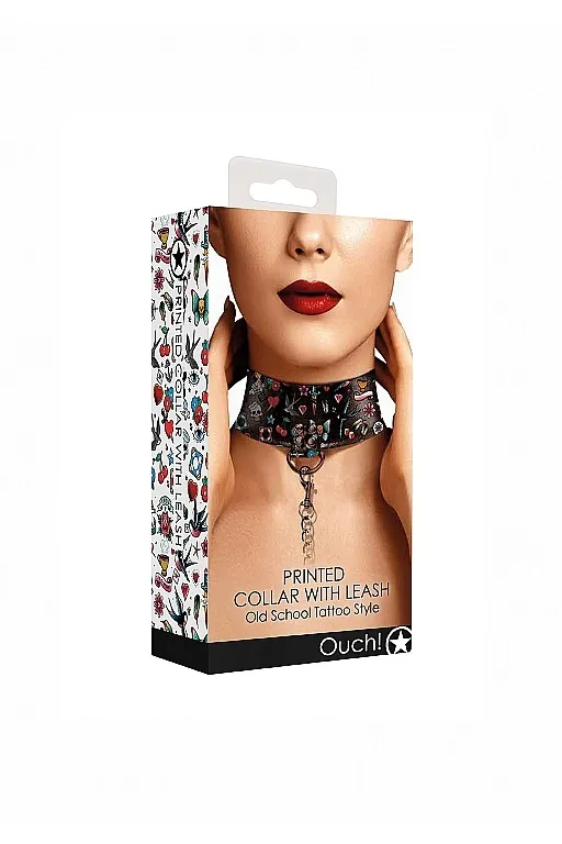 ошейник printed collar with leash old school tattoo style в Воронеже