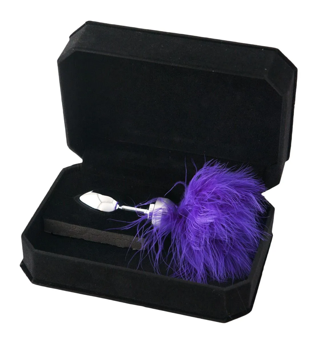 анальная втулка metal by toyfa, металл, серебряная, с фиолетовой опушкой, 17 см, ø 2,9 см, 165 г в Воронеже